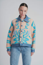 VESTE ROSEE DU MATIN CUIR BLEU