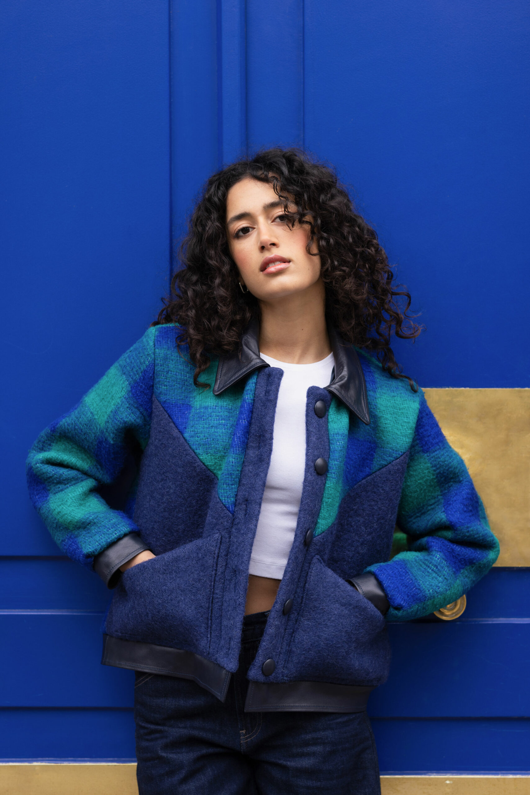 VESTE MER DU NORD CUIR MARINE