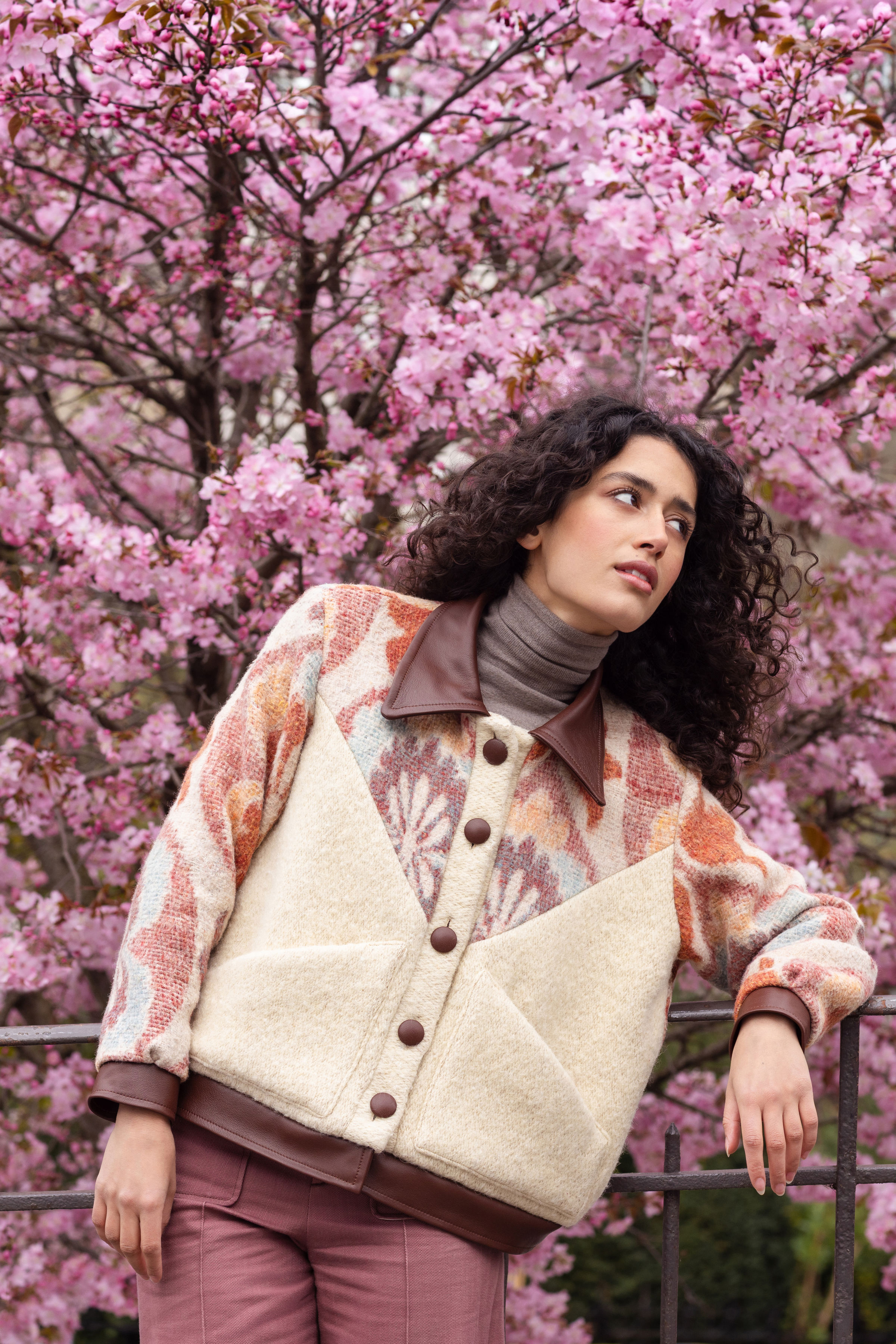 VESTE FLORA MELANCHOLIA CUIR MARRON MEDIUM