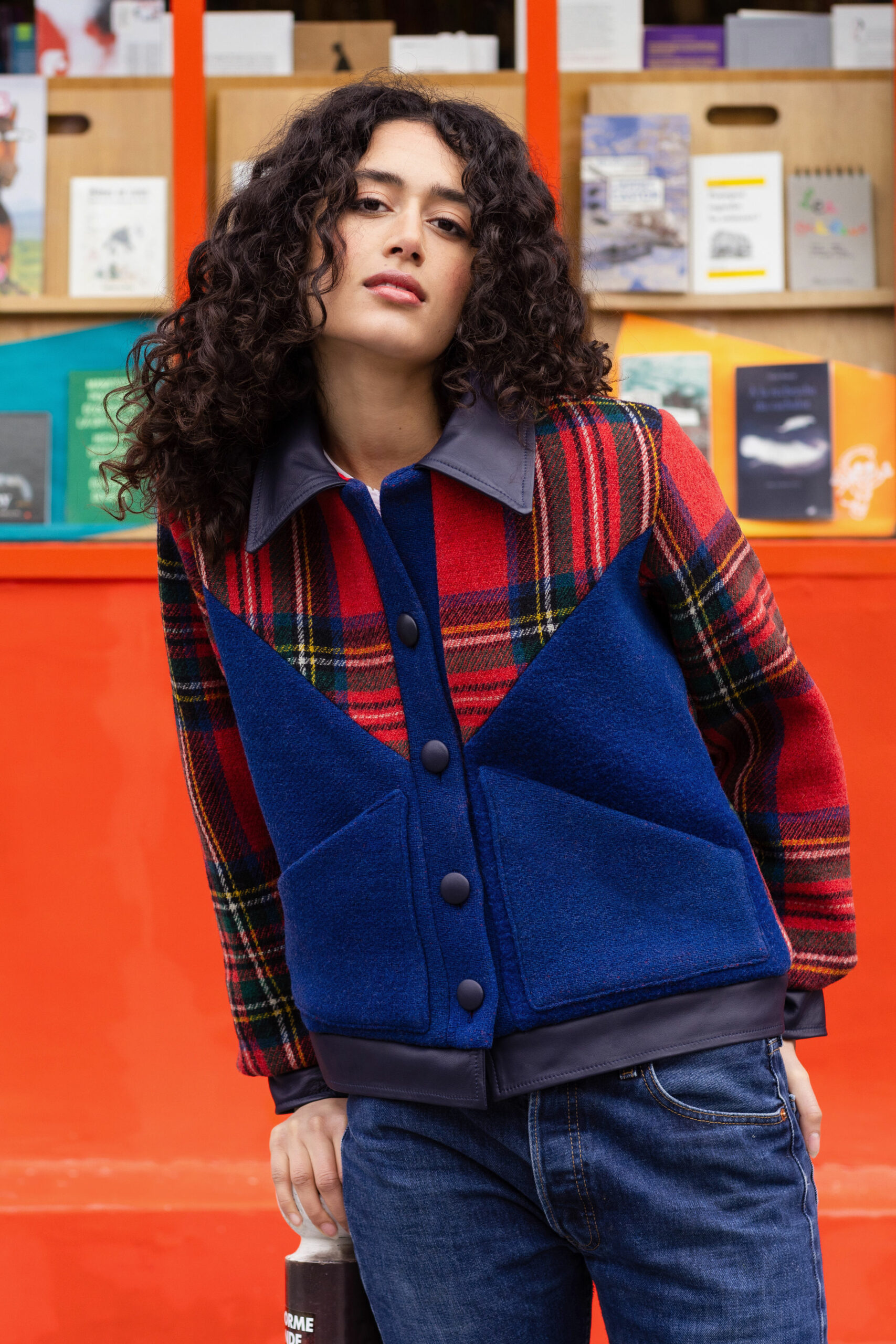 VESTE SCOTLAND YARD CUIR MARINE