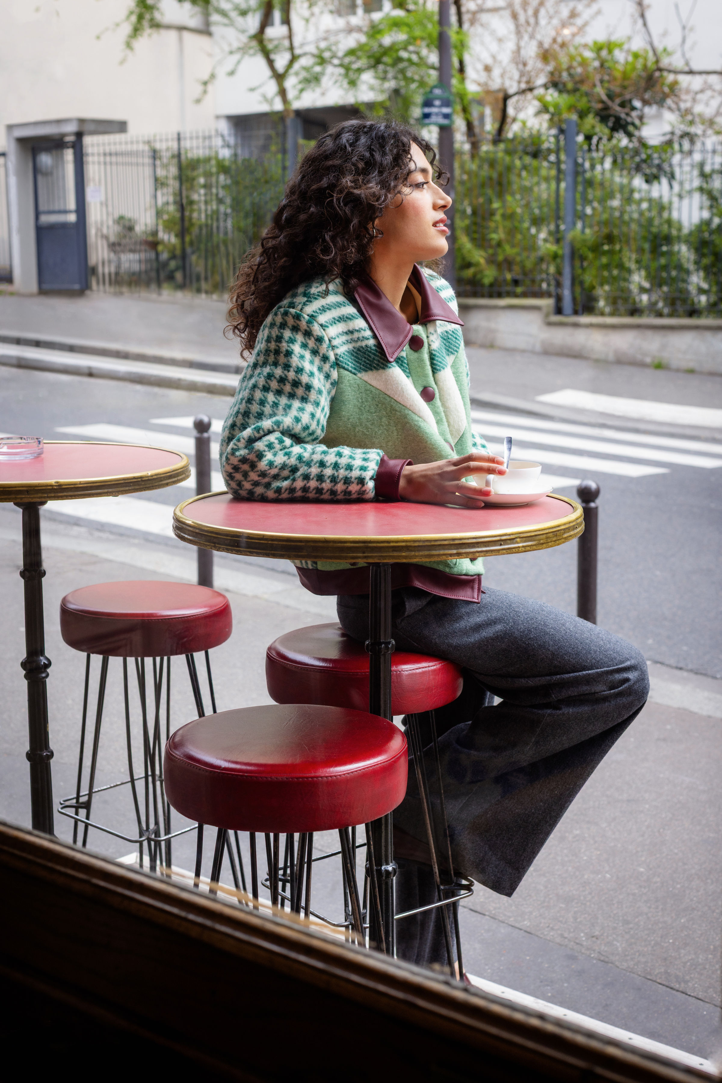 VESTE LICHEN CUIR BORDEAUX