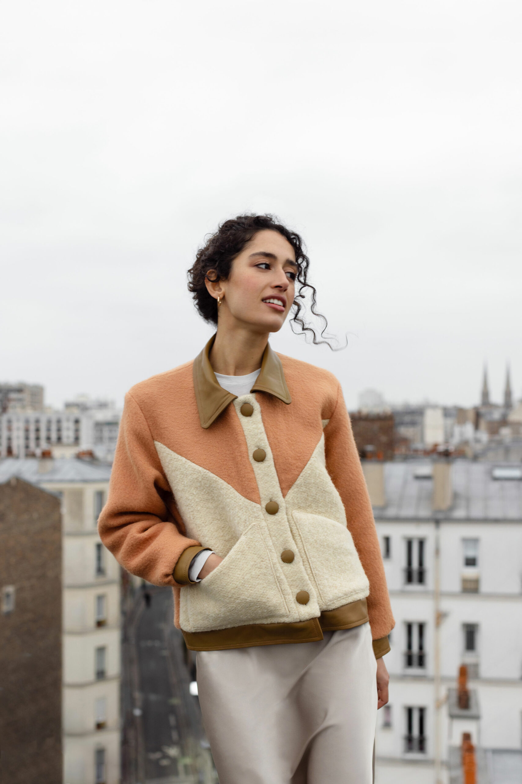 VESTE CARAMEL BEURRE SALÉ CUIR BEIGE FONCÉ