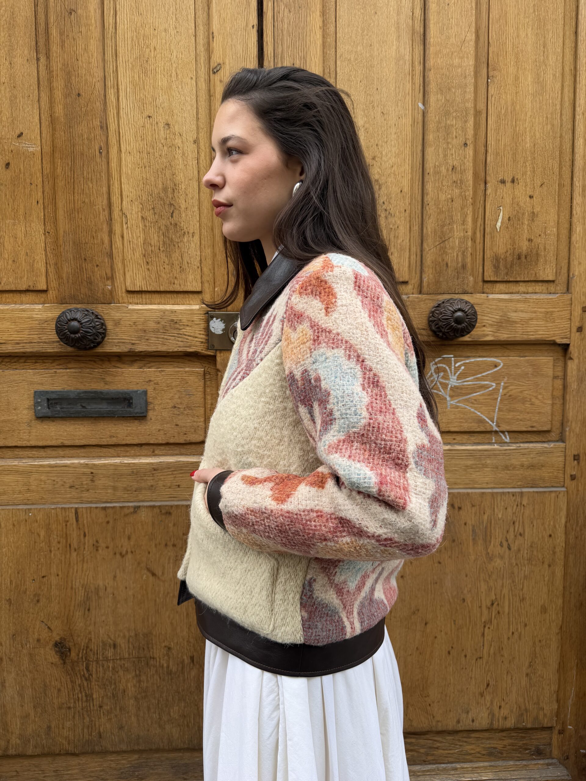 VESTE FLORA MELANCHOLIA CUIR MARRON FONCÉ