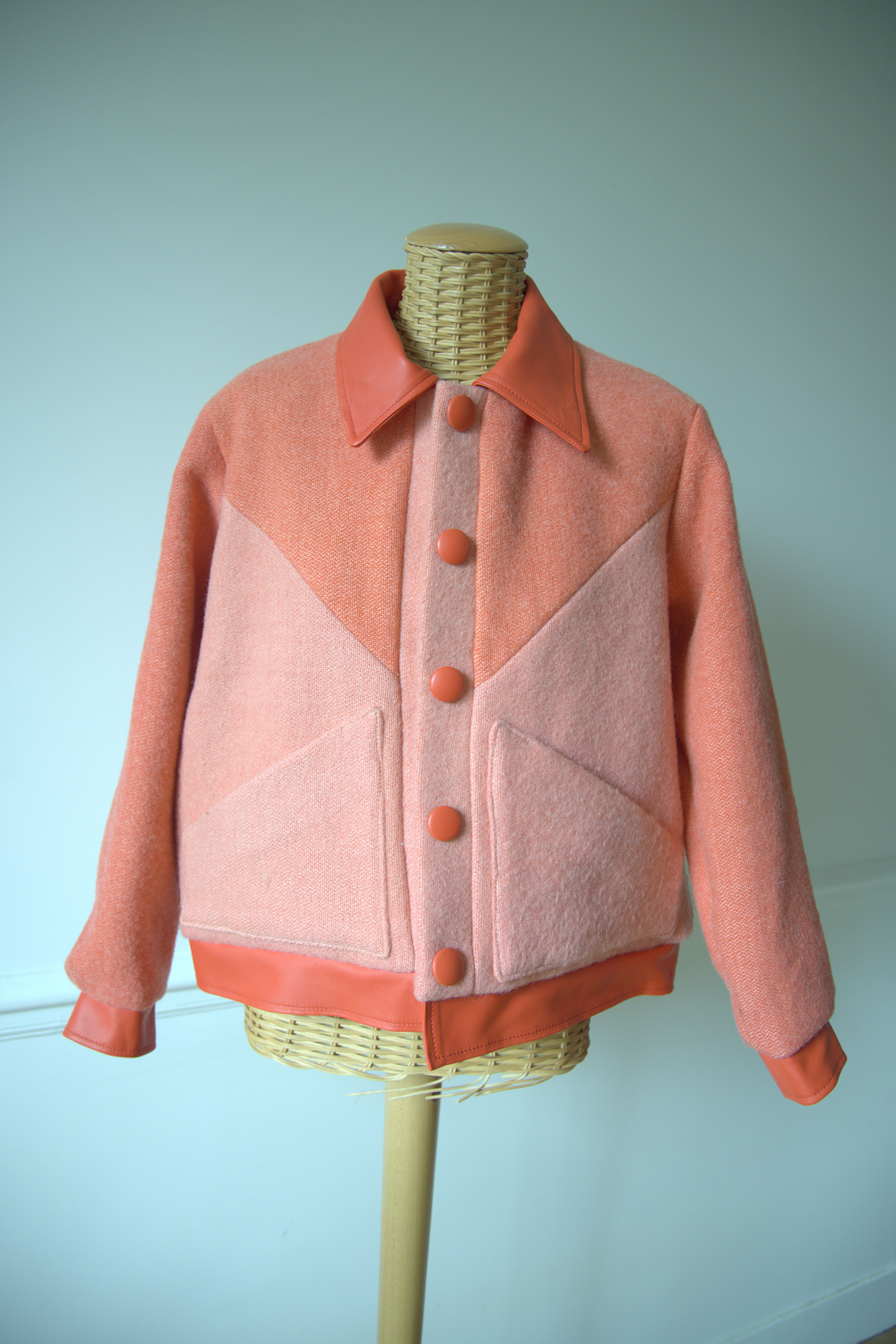 VESTE BARRIÈRE DE CORAIL CUIR CORAIL ROUGE