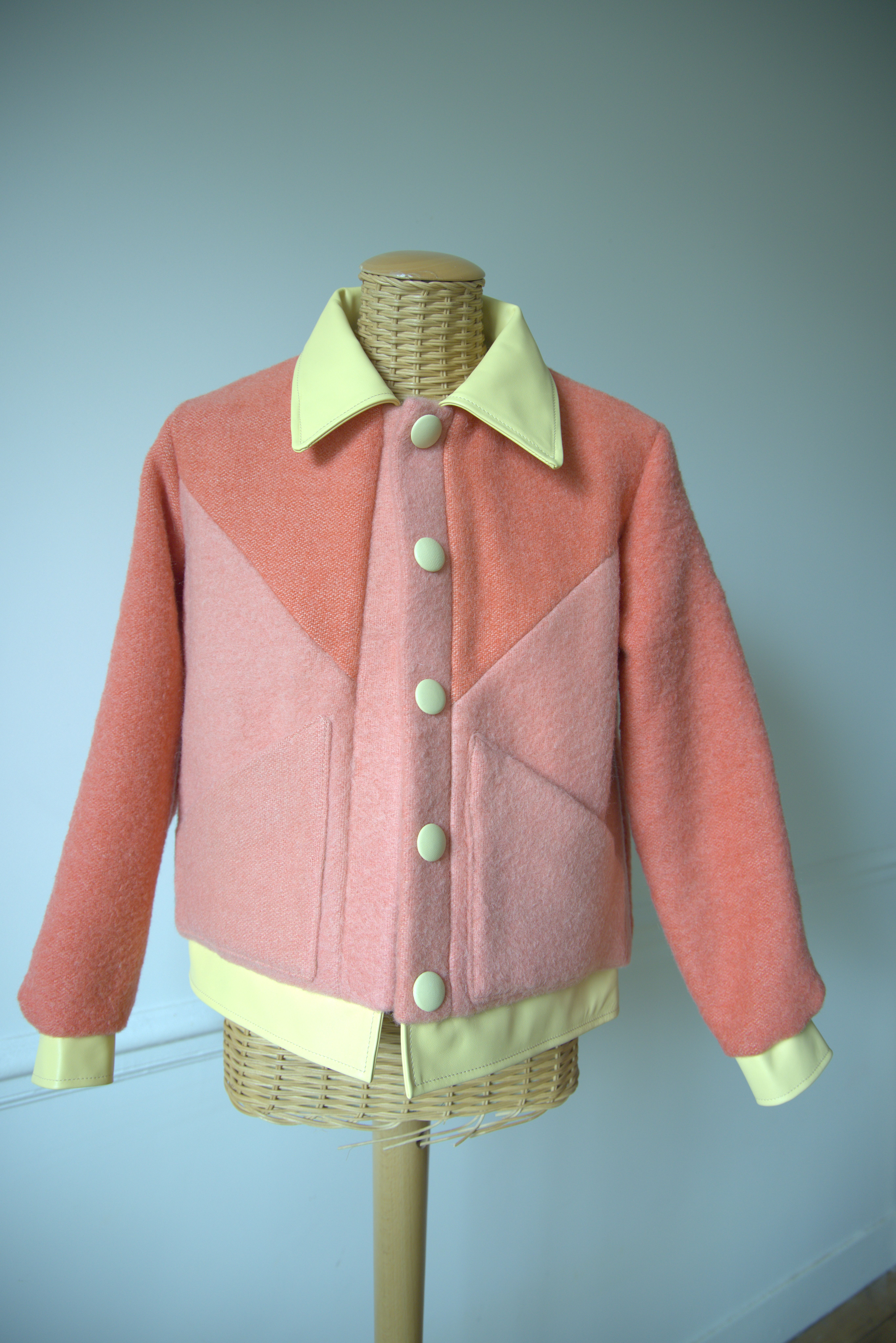 VESTE BARRIÈRE DE CORAIL CUIR JAUNE