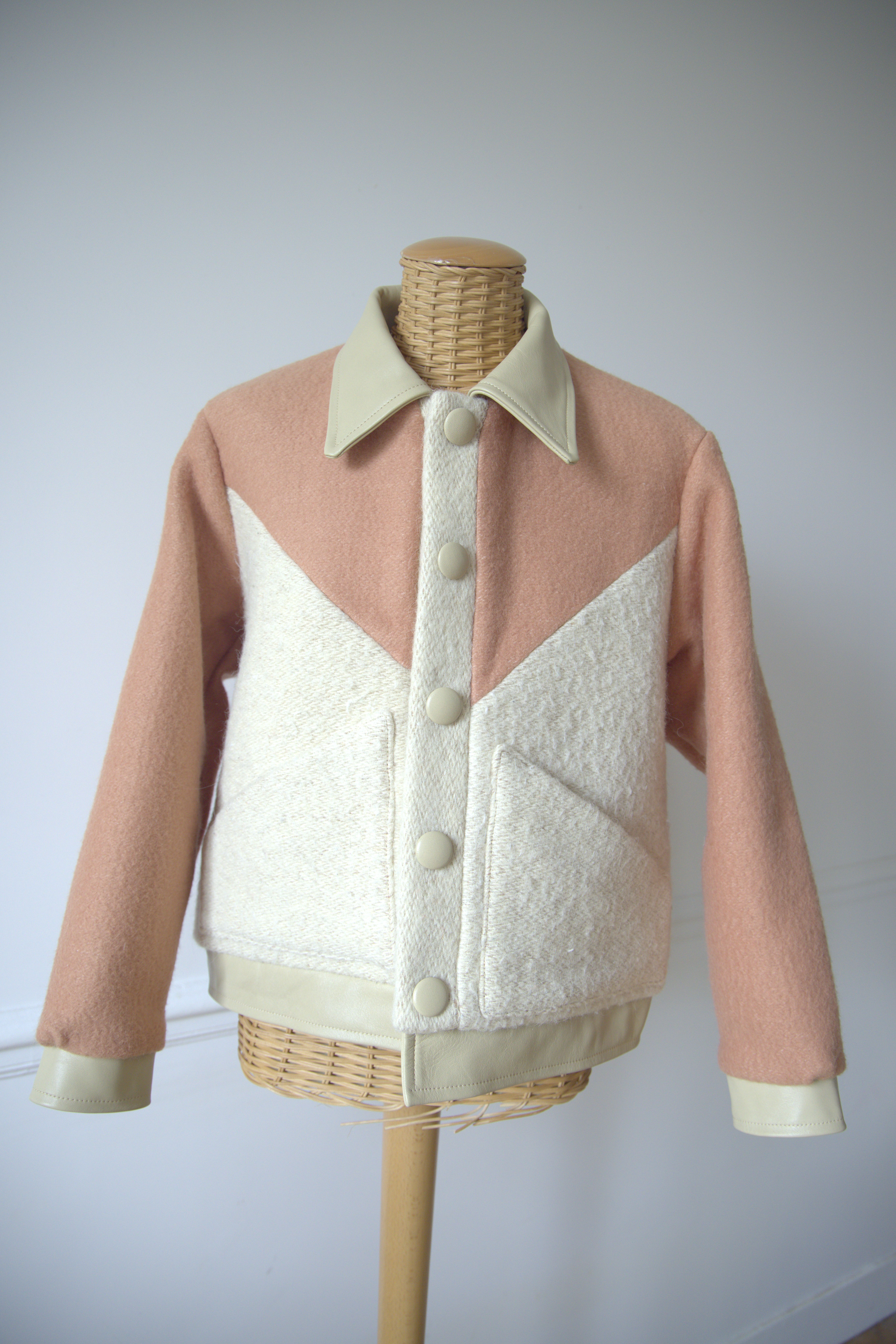 VESTE CARAMEL BEURRE SALÉ CUIR BEIGE MASTIC