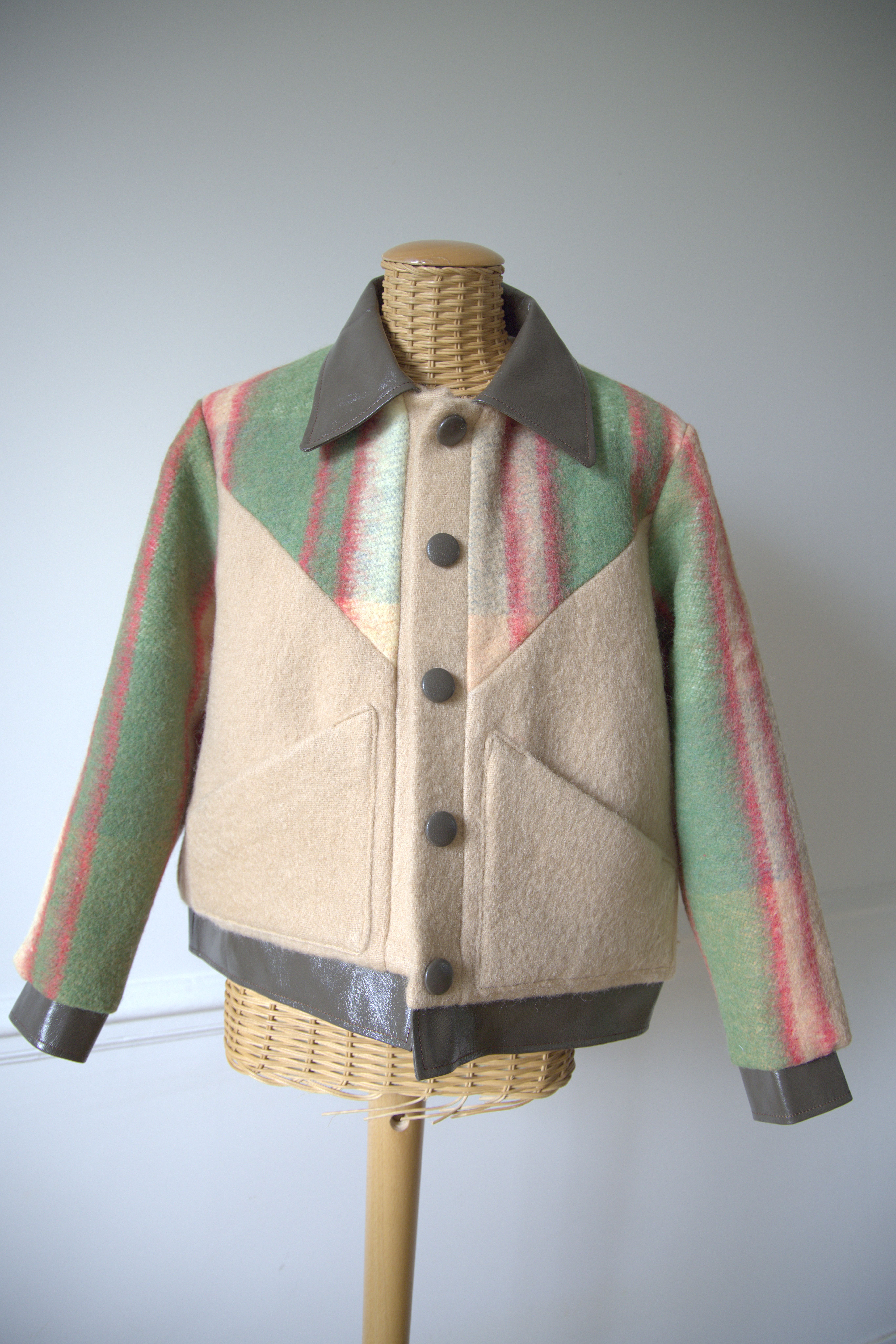 VESTE HORIZON CUIR VERT GLACÉ