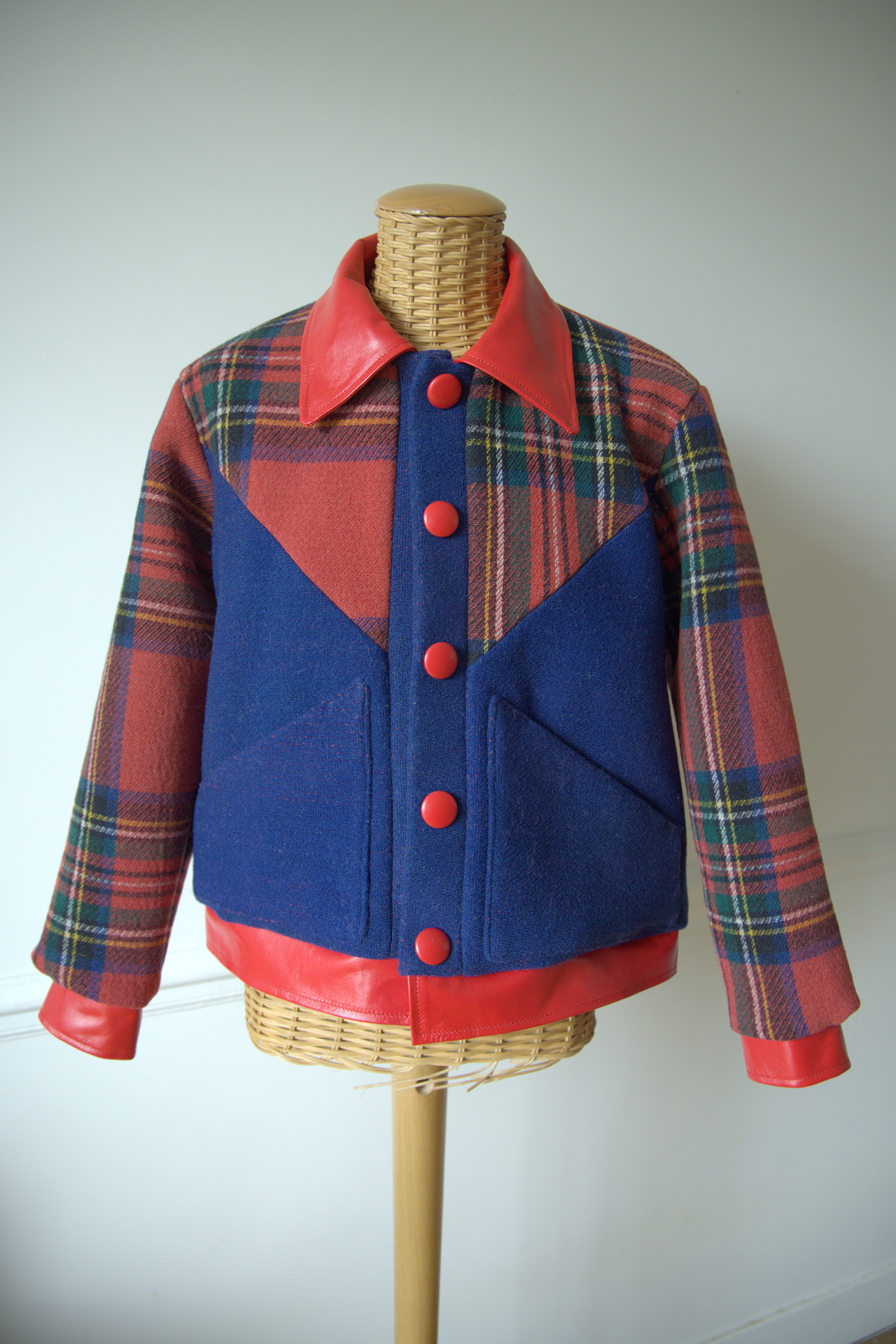 VESTE SCOTLAND YARD CUIR ROUGE