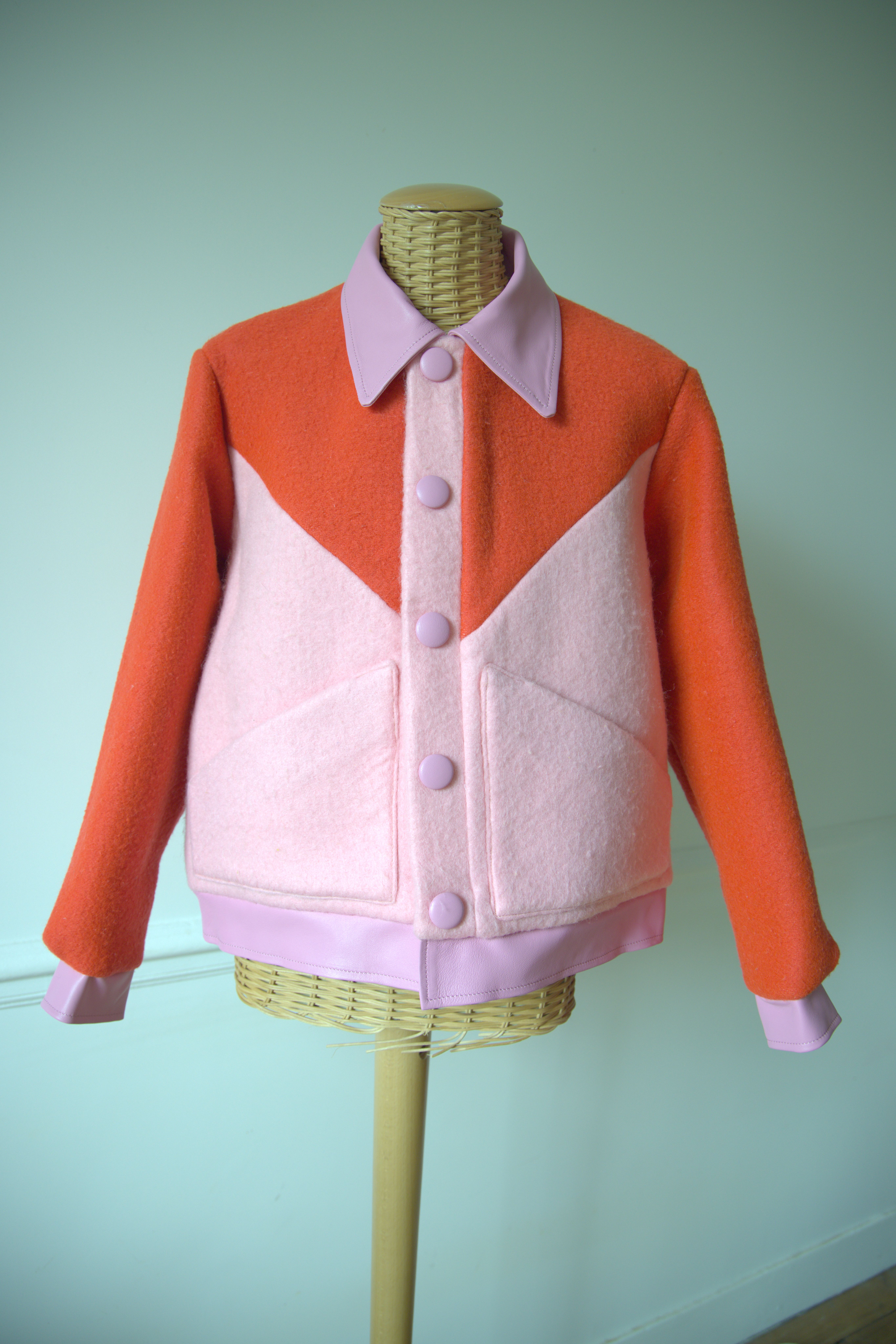 VESTE SORBET CUIR ROSE PARME