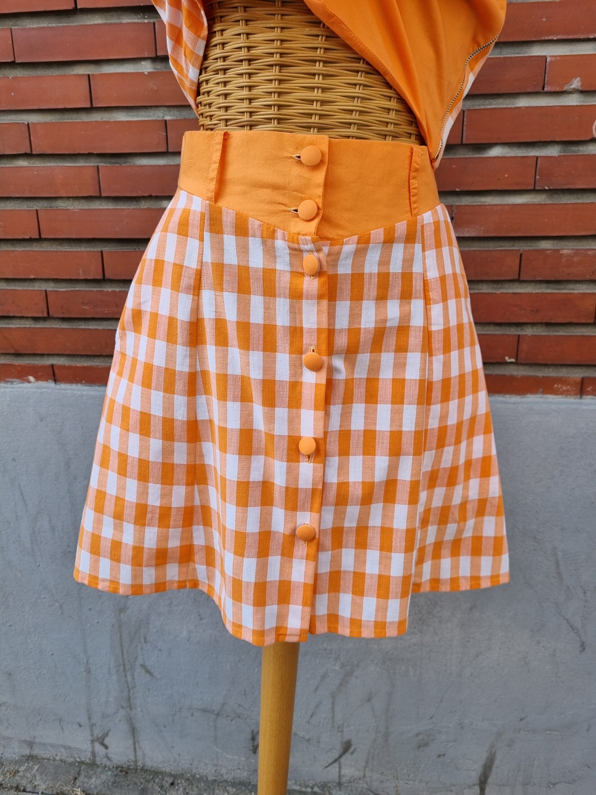 JUPE MINI VICHY ABRICOT – Image 2