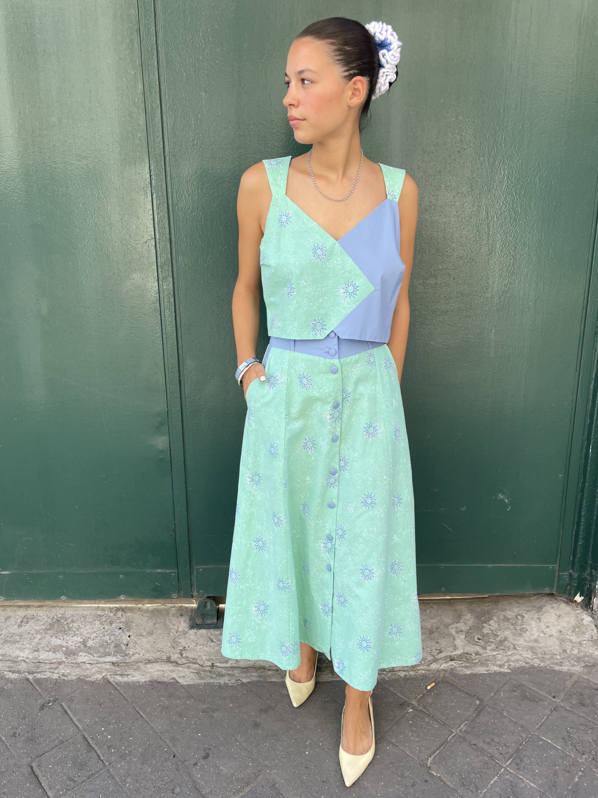 JUPE MIDI SOLEIL BLEU – Image 5