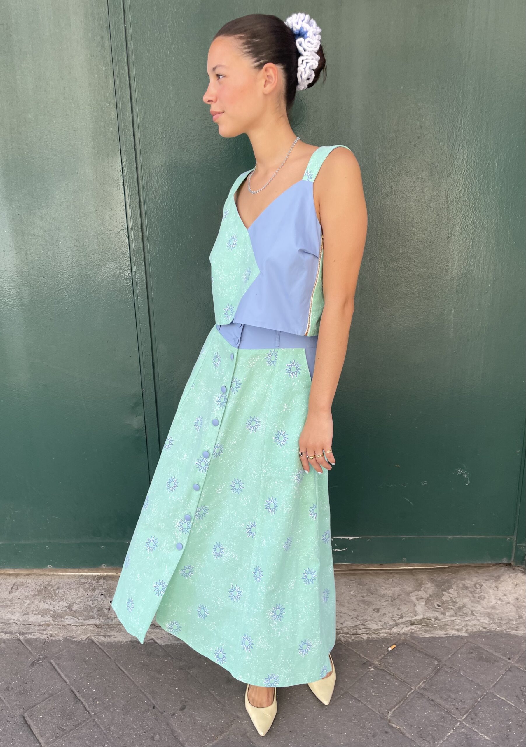JUPE MIDI SOLEIL BLEU