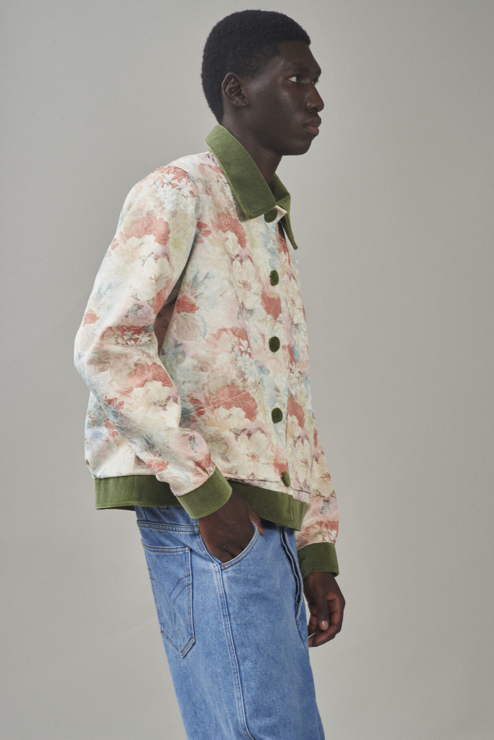 VESTE COROLLE VELOURS VERT – Image 2