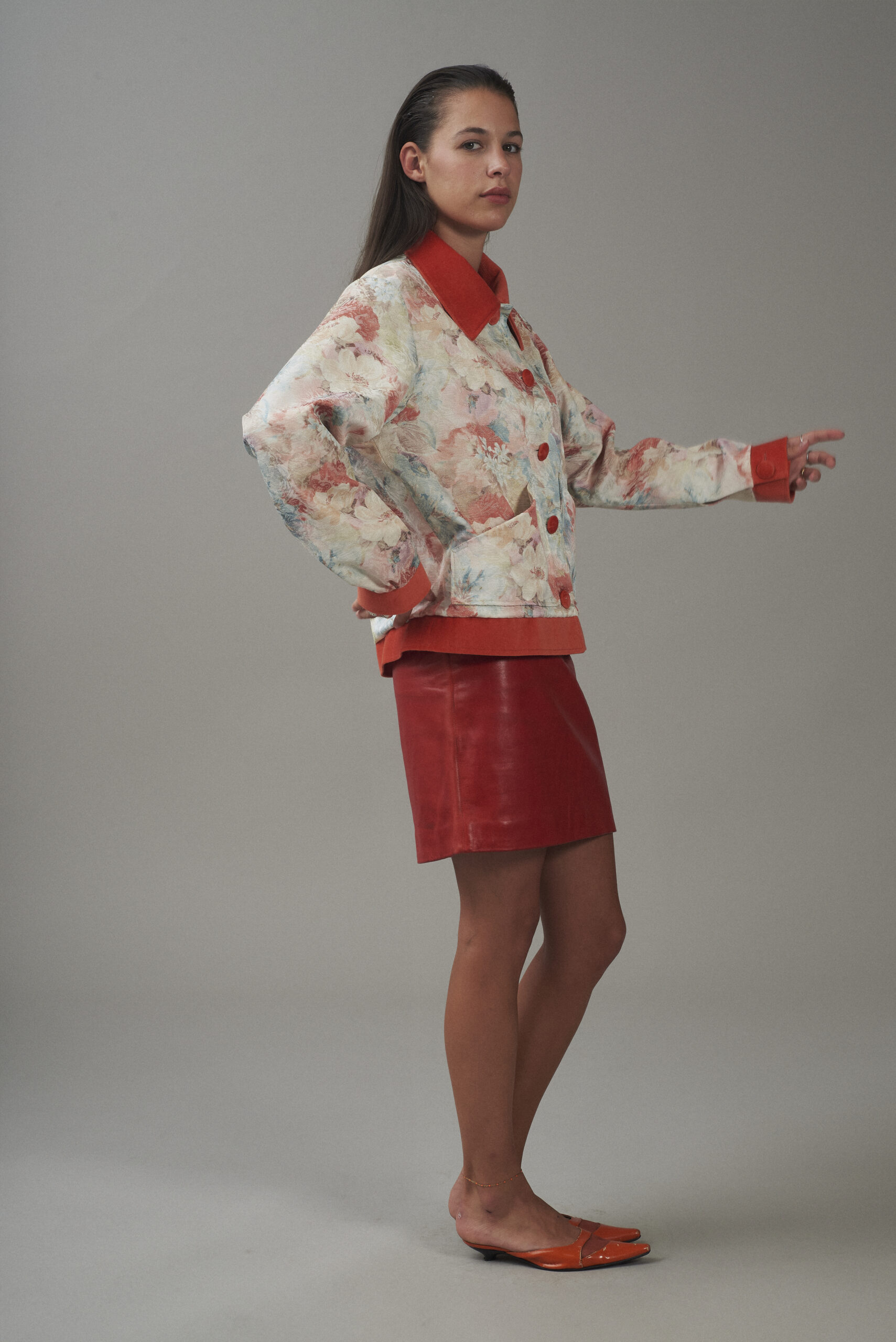 VESTE COROLLE VELOURS ORANGE – Image 3