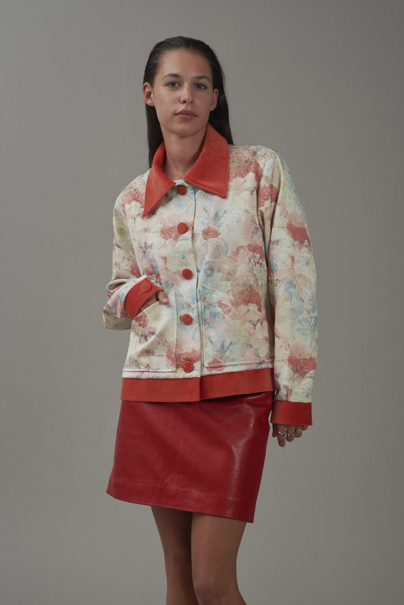 VESTE COROLLE VELOURS ORANGE – Image 2