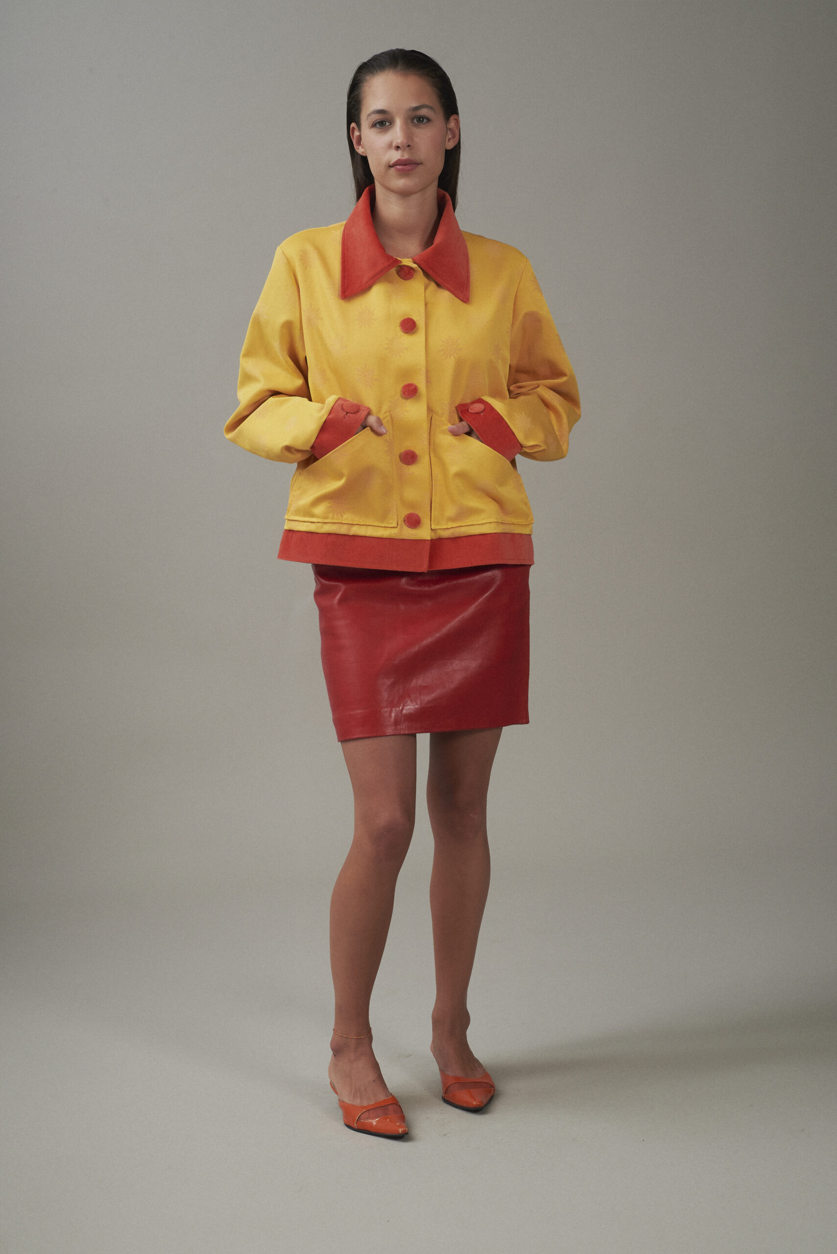 VESTE ROI SOLEIL VELOURS ORANGE – Image 3