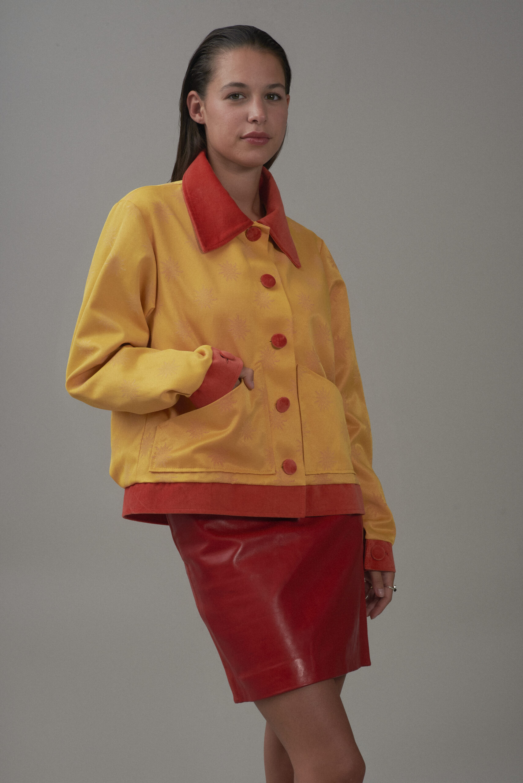 VESTE ROI SOLEIL VELOURS ORANGE